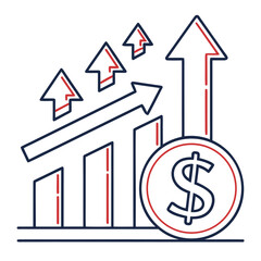 Cost Increase Concept &ndash; Rising Arrow and Currency Graph Illustration