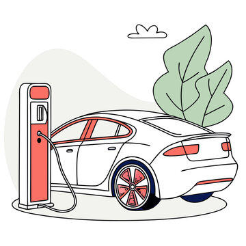 white electric car charging station clip art preview