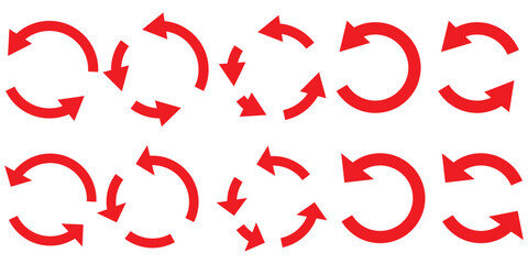Circle arrow vector, icon set. Flat style icon recycle arrow symbol web graphic design. Rotation arrows icons. Vector illustration eps 10