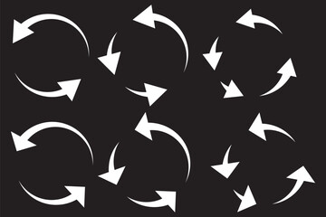 circle arrow icon set. circular arrow icon, refresh, reload, rotation arrow icon symbol sign, vector illustration