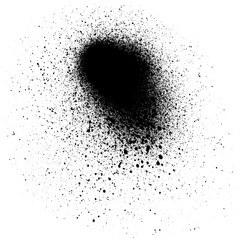Black paint splatter isolated on a white background. Water splash silhouette vector texture overlay.