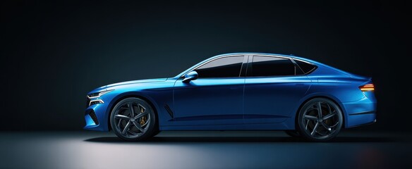 The sleek blue luxury car showcasing modern design and advanced technology.