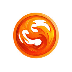 A stylized fire flame logo, isolated on transparent background