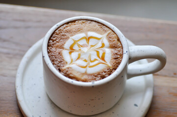 hot cofffee, cappuccino coffee or latte coffee or flat white or latte art