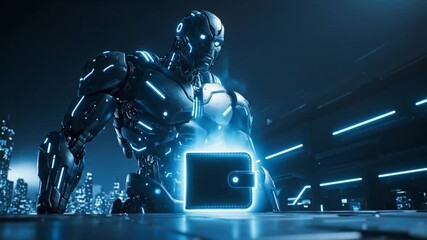 robot presents digital wallet cryptocurrency concept - Powered by Adobe