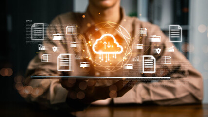 The concept of cloud file storage and backup, Cloud based file storage and secure data backup solution with encrypted privacy protection. representing secure data storage, cybersecurity