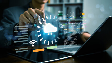 The concept of cloud file storage and backup, Cloud based file storage and secure data backup solution with encrypted privacy protection. representing secure data storage, cybersecurity