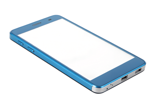 Isolated Blue Smartphone with Blank Scree