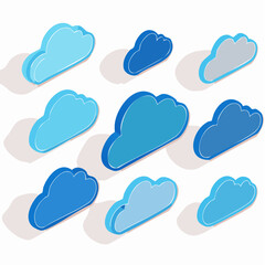 cloud icon set 3D