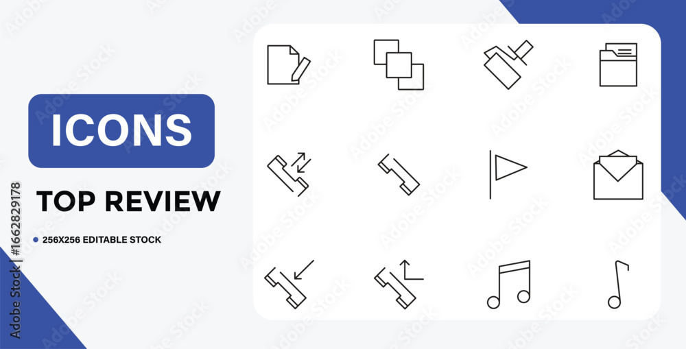 Wall mural set of minimal outline icons for user interface design and development