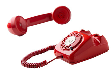 Isolated Vintage Red Rotary Telephone