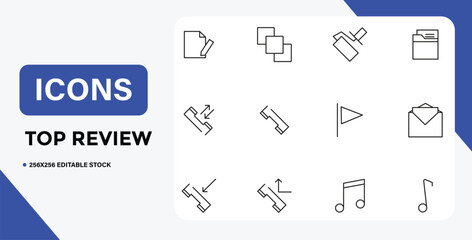 Set of minimal outline icons for user interface design and development
