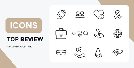 Line art icons representing various life aspects and goals in a grid layout