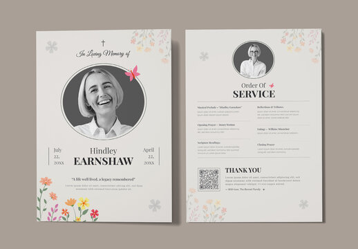 Funeral Program Invitation Layout