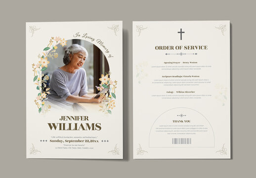 Funeral Program Memorial Event Flyer Layout