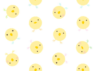 黄色いヒヨコのシームレスパターン　H-1