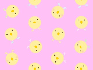 黄色いヒヨコのシームレスパターン　H-2