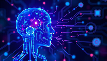 human head with circuit board