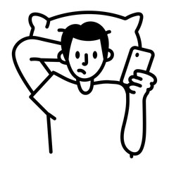 A doodle style icon showing using phone
