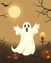 Spooky Halloween Night A Ghostly Encounter Under the Moonlight