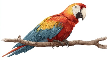 Obraz premium Colorful macaw perched on branch