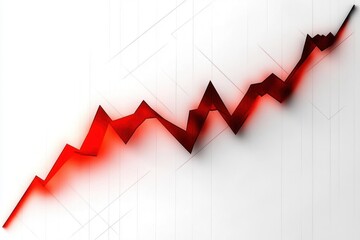 Abstract red jagged line graph sharply rising against a white background with subtle grid lines, representing growth or increase trends