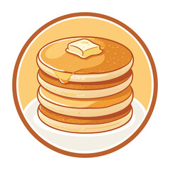 vector pancake cartoon illustration, suitable for, logos, prints, stickers, Pancake logo template, suitable for restaurant, food truck and café

