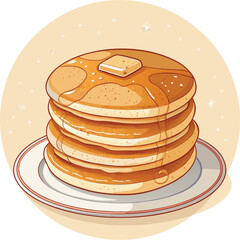 vector pancake cartoon illustration, suitable for, logos, prints, stickers, Pancake logo template, suitable for restaurant, food truck and café

