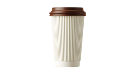 Stylish reusable coffee cup mockup with brown lid for branding and presentations, perfect for coffee shops and eco-conscious companies