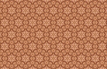 Intricate floral pattern in warm earth tones creates a seamless design, ideal for backgrounds, textiles, and decorative applications, showcasing the beauty of geometric art