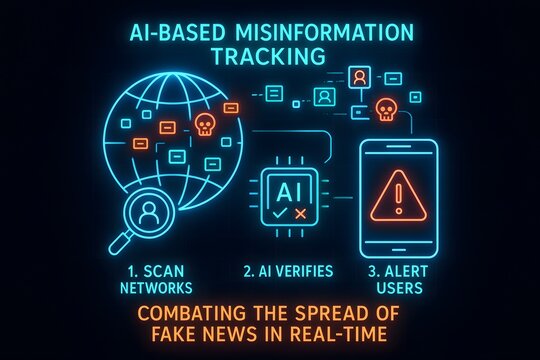 AI Misinformation Tracking Infographic with Online Content Analysis for Cybersecurity