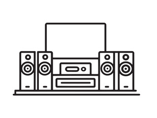 Obraz premium Professional Home Theater System Vector Illustration in Minimalist Style