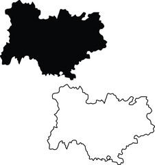 Map of Auvergne Rhone Alpes France Silhouette Flat and Outline Design