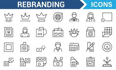 Icons of Rebranding Elements for Business Identity and Corporate Graphics