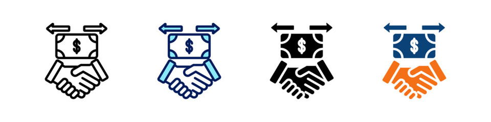 Economic Transaction All In One Icon Multi Styles Vector Set