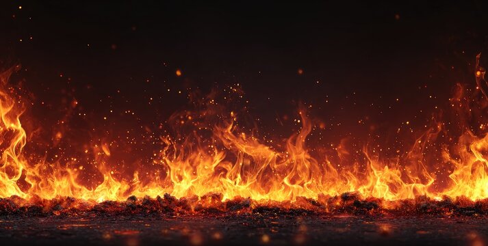 Fiery flames licking at the dark