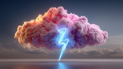 Pink cloud with neon lightning bolt (2)