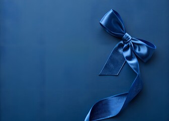 Elegant Blue Satin Bow on Dark Blue Background