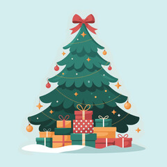 Flat Christmas tree clipart vector illustration 