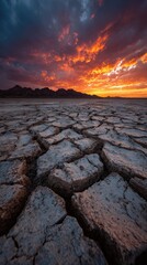 Dramatic sunset over cracked earth (2)