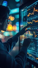 Business people are connected by a global digital network and the future of technology, with night traffic in the city captured in a time-lapse