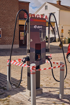 E.ON Drive dual EV charger newly installed in central Laholm Sweden