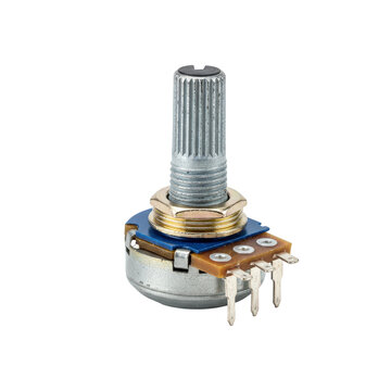 Potentiometer a variable resistor electronic component isolated on a white background