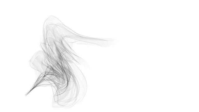 An organic wisp of abstract black and grey smoke, a unique transparent background design element for elegant and sophisticated creative projects.

