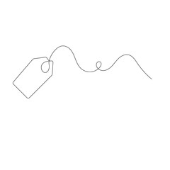 Naklejka premium Price tag icon continuous one line drawing outline vector illustration 