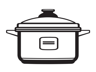 Stylish Electric Pressure Cooker Vector Line Art