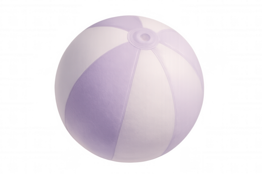 3d rendering of a pastel purple and white inflatable beach ball isolated on a transparent background, perfect for summer-themed projects