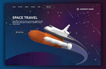 Naklejka premium Futuristic Space Travel concept with spacecraft, rocket, and cosmic scenery. Ideal for sci-fi, education, and space-themed content.