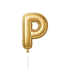 golden balloon letter isolated on transparent background
