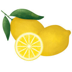 Whole And Sliced Lemon Illustration